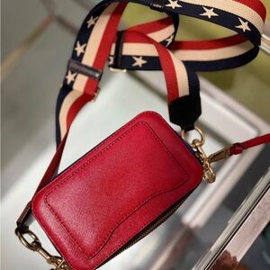 Marc Jacobs Red Crossbody Bag with Starry Strap